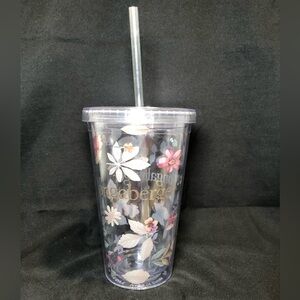 Longaberger Insulated Tumbler With Straw, Floral Design
